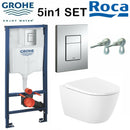 Rimless Wall Hung Pan Roca Ona Grohe WC Frame 1.12 Concealed Cistern Chrome Flush Plate