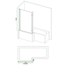 Anas 1400x825x6mm L Shape Bath Screen Black