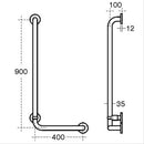 Armitage Shanks CONTOUR 21 Angled Shower Grab Rail Left Handed 900x400mm White S6474AC