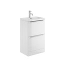 Anas Muro PLUS 2 Drawer Freestanding 500x800x335mm With Basin Unit Gloss White MUROPLUS-2DRW500FS-WHITE + BASIN-515-365-CER