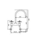 JTP Vintage Deck Mounted Bridge Kitchen Sink Mixer Tap With Swivel Spout - Chrome