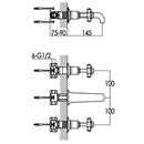 JTP Grosvenor 3 Hole Wall Mounted Pinch Basin Mixer Tap - Nickel
