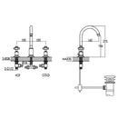 JTP Grosvenor 3 Hole Deck Mounted Pinch Basin Mixer Tap Swivel Spout - Matt Black