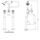 JTP Grosvenor Pinch Freestanding Bath Shower Mixer Tap with Kit - Light Gold