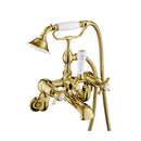 JTP Grosvenor Wall Mounted Pinch Bath Shower Mixer Tap with Shower Kit - Light Gold