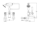 JTP Grosvenor Black Wall Mounted Pinch Bath Shower Mixer Tap with Shower Kit - Chrome