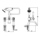 JTP Grosvenor Black Pinch Deck Mounted Bath Shower Mixer Tap with Kit - Chrome