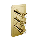 JTP Grosvenor 2 Outlet 3 Handle Pinch Thermostatic Concealed Shower Valve - Light Gold