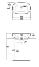 RAK Ceramics Illusion 610x360mm Countertop Basin ILLCT6000AWHA