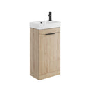 Anas Esme 450 Compact Freestanding Cloakroom Unit With Basin & Handle Oak ESME-450UNIT-OAK + BASIN007 + HANDLE022