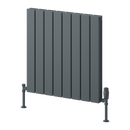 Reina Piatto Double Panel Horizontal Designer Radiator - 600mm x 595mm - Anthracite
