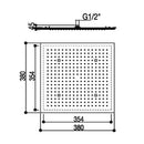 JTP Aquamist Square Ceiling Mounted Fixed Shower Head - 380mm x 380mm - Chrome