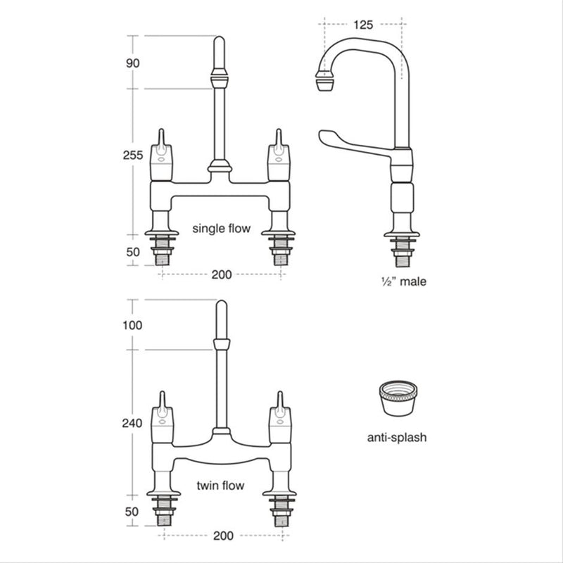 Armitage Shanks Markwick Dual Control Swivel Anti Splash Spout Pillar Basin/Sink Filler S8275AA