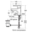 Armitage Shanks Sandringham Sl 21 Basin Mixer With Pop Up Waste And 5lpm Eco Flow Regulator B3306AA