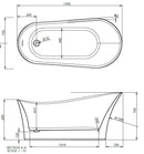 BC Designs Bradwell 1550mm x 750mm Freestanding Single Ended Slipper Bath - White