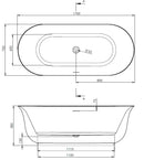 BC Designs Linford 1700mm x 750mm Freestanding Double Ended Bath - White BAE008