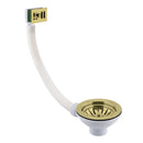 JTP Round Basket Strainer Waste Rectangular Overflow Kitchen Sink - Brushed Brass - Gold