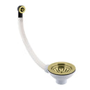 JTP Basket Strainer Waste Round Overflow Kitchen Sink - Brushed Brass - Gold