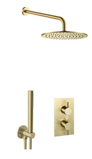 JTP Vos Concealed Shower Kit Valve 2 Outlet Brushed Brass Overhead Complete Set