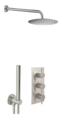 JTP Inox Concealed Shower Kit 3 Valves 2 Outlet Stainless Steel Overhead Complete Set