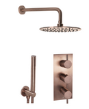 JTP Vos Concealed Shower Kit 3 Valves 2 Outlet Brushed Bronze Overhead Complete Set