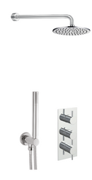 JTP Florentine Concealed Thermostatic Shower Kit 3 Valves 2 Outlet Chrome Overhead Complete Set