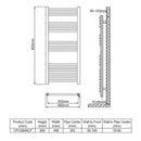 Reina Capo Straight Heated Towel Rail - 800mm x 400mm - Anthracite