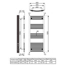 Reina Capo Curved Heated Towel Rail - 1200mm x 400mm - Chrome