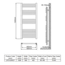 Reina Capo Straight Heated Towel Rail - 1200mm x 500mm - Chrome