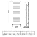 Reina Capo Straight Heated Towel Rail - 1200mm x 600mm - Black