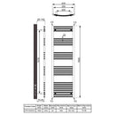 Reina Capo Curved Heated Towel Rail - 1600mm x 400mm - Chrome