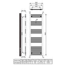 Reina Capo Straight Heated Towel Rail - 1600mm x 600mm - Anthracite