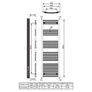 Reina Capo Curved Heated Towel Rail - 1800mm x 500mm - Chrome