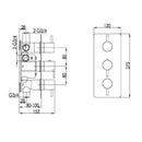 JTP Florence 3 Outlet 3 Handle Thermostatic Concealed Shower Valve and Designer Handle - Chrome