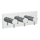 JTP Florence 2 Outlet 3 Handle Horizontal Thermostatic Concealed Shower Valve and Designer Handle - Chrome