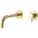 JTP Vos 2 Hole Wall Mounted Basin Mixer Tap - 150mm Spout Reach with Designer Handle - Brushed Brass DH23273BBRSP