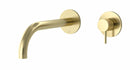 JTP Vos 2 Hole Wall Mounted  Brushed Brass Basin Mixer Tap 200mm Spout Reach with Designer Handle