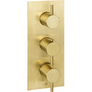 JTP Vos 2 Outlet 3 Handle Brushed Brass Thermostatic Concealed Shower Valve with Designer Handle