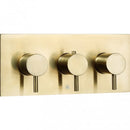 JTP Vos 2 Outlet 3 Handle Horizontal Thermostatic Concealed Shower Valve with Designer Handle - Brushed Brass DH23693ABBR