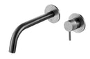 JTP Vos 2 Hole Wall Mounted Basin Mixer Tap Brushed Black 250mm Spout Reach with Designer Handle