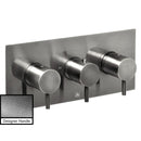JTP Vos 2 Outlet 3 Handle Horizontal Thermostatic Concealed Shower Valve with Designer Handle - Brushed Black DH27693ABBL