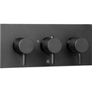 JTP Vos 2 Outlet 3 Handle Horizontal Thermostatic Concealed Shower Valve with Designer Handle - Matt Black DH28693AMB