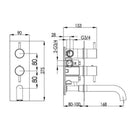 JTP Florence 2 Outlet Thermostatic Concealed Shower Valve with Spout and Designer Handle - Chrome