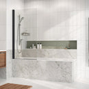 Roman Embrace Standard Pivot Bath Screen - 1500mm x 820mm - 6mm Glass - Matt Black