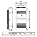 Reina Capo Curved Electric Towel Rail - 800mm x 400mm - Chrome