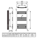 Reina Capo Curved Electric Towel Rail - 800x600mm - Chrome ECPO0860CC
