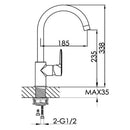 JTP Essence Modern Single Lever Kitchen Sink Mixer Tap - Chrome