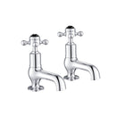 JTP Grosvenor Cloakroom Traditional Retro Crosshead Basin Taps Pair Chrome - Black