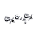 JTP Grosvenor 3 Hole Wall Mounted Traditional Retro Crosshead Basin Mixer Tap Chrome - Black