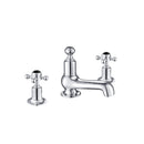 JTP Grosvenor 3 Hole Traditional Retro Deck Mounted Crosshead Basin Mixer Tap Chrome  -  Black